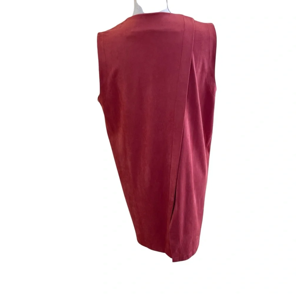 Soft Surroundings Terra Cotta Orange Faux Suede Like Long Vest M